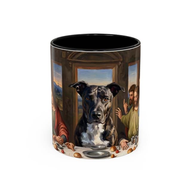 A pet painted into The Last Supper on a mug