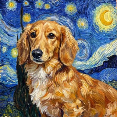 A customer's dog, painted in our Van Gogh look