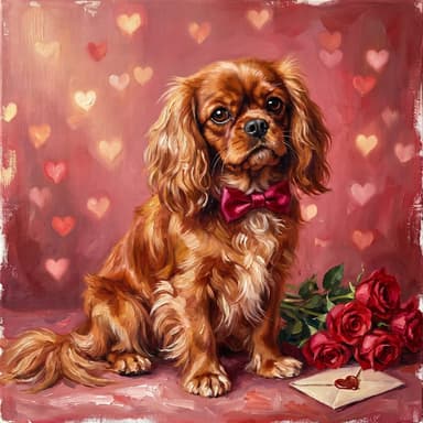 A customer's dog, painted in our Oil painting · Valentine's look