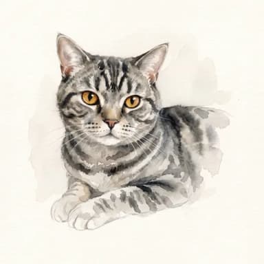 A customer's cat, painted in our Watercolour look